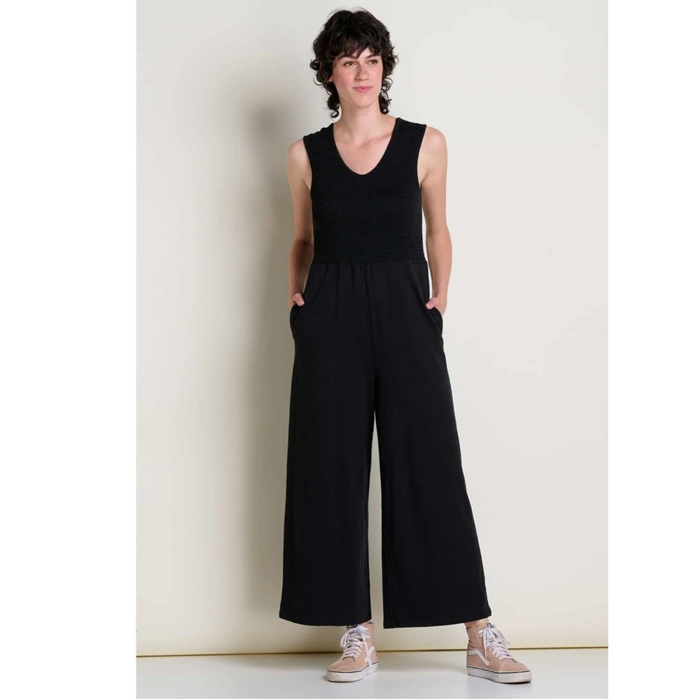 Toad&Co Gemina Sleeveless Jumpsuit Black Organic Cotton Blend Medium